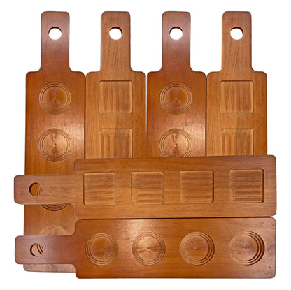DASHER'S SPICE & BEANS Wood Flight Paddle | 4 Compartment | Wine or Beer Tasting |