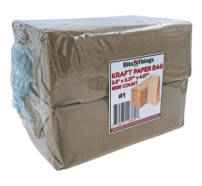 Bits N Things Kraft Paper Bag #1 | 3.5" x 2.37" x 6.87" | Standard Duty | 1000 Count