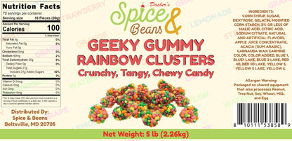 Geeky Gummy Rainbow Candy Clusters | Dessert Topping | Crunchy Coating with Chewy Interior | 5 lb.