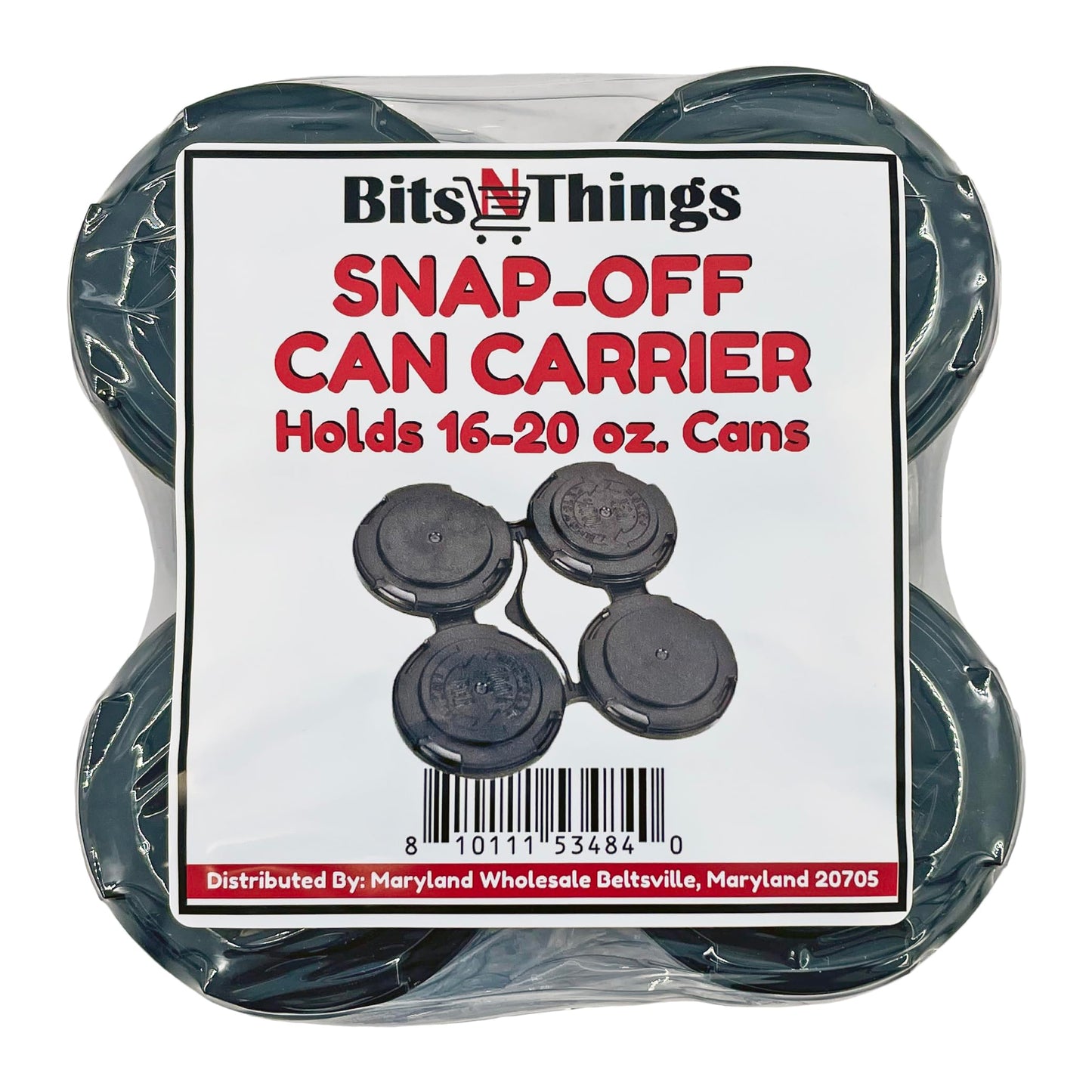 Bits N Things Snap Off Reusable Beer Can Holder/Carrier Pack | 100% Recycled Plastic | 12 oz. or 16 oz. Can | USA Made | Brewery Homebrewing Beverage Canner - Pack of 20 (Four Can)