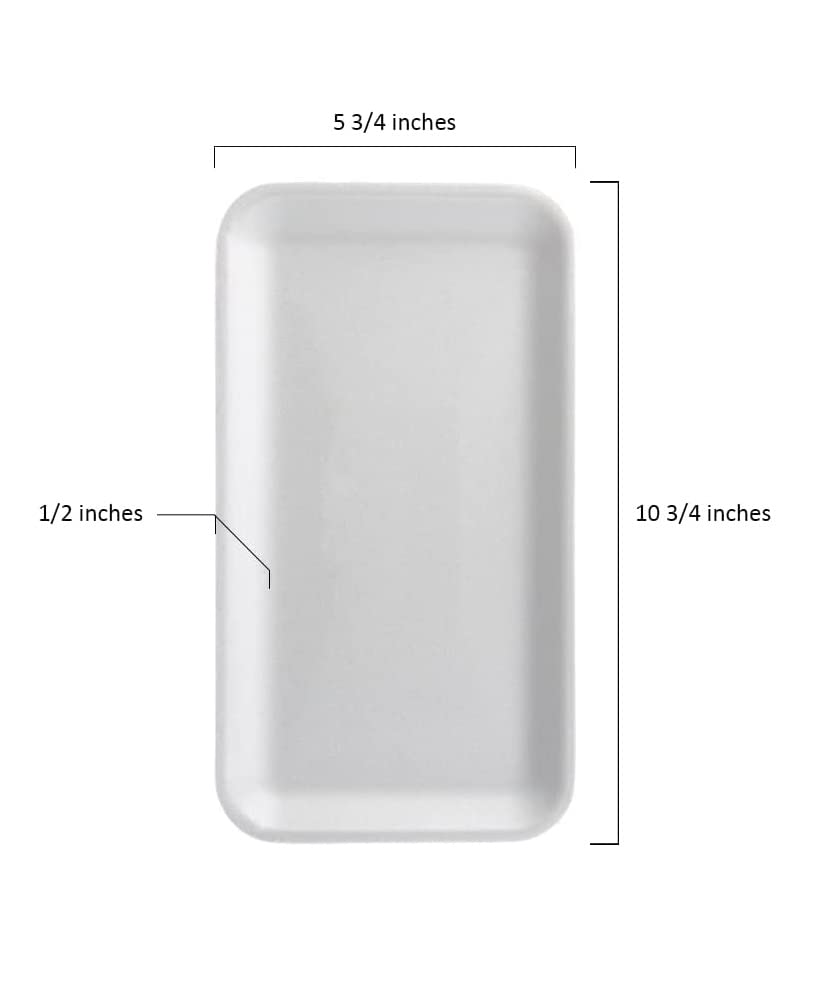 Bits N Things White Foam Meat Trays | Disposable Standard Supermarket Meat Poultry Frozen Food Tray | Arts & Crafts | 50 Count