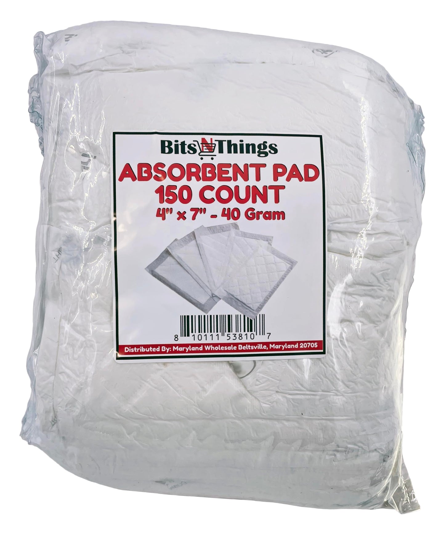 Bits N Things White Absorbent Pads | Disposable Standard Supermarket Meat Poultry Frozen Food Pad | 4 x 7 | 40 gram | Pack of 150