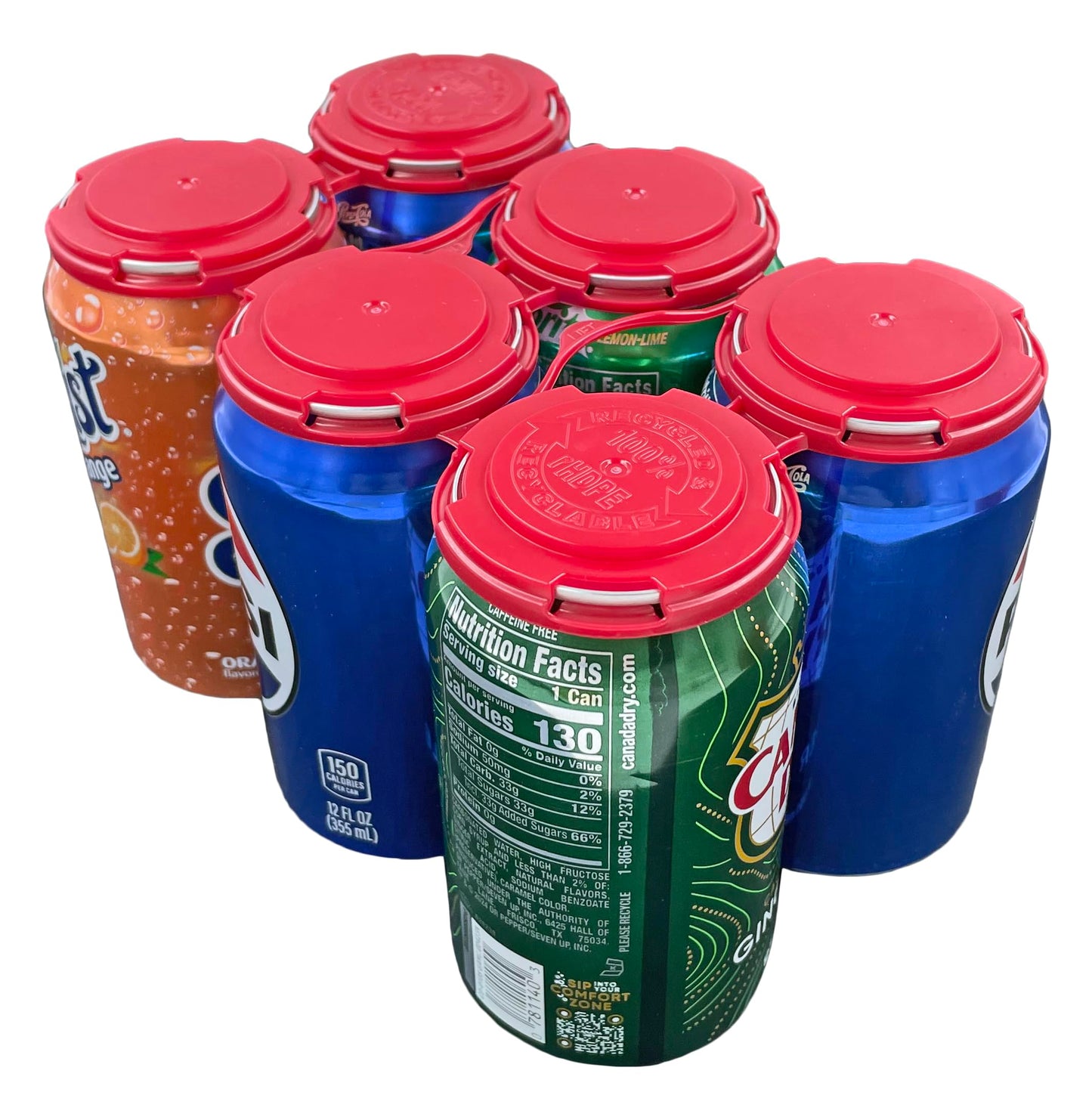 Bits N Things Snap Off Reusable Beer Can Holder/Carrier Pack | 100% Recycled Plastic | 12 oz. or 16 oz. Can | USA Made | Brewery Homebrewing Beverage Canner - Pack of 20 (Red Six Can)