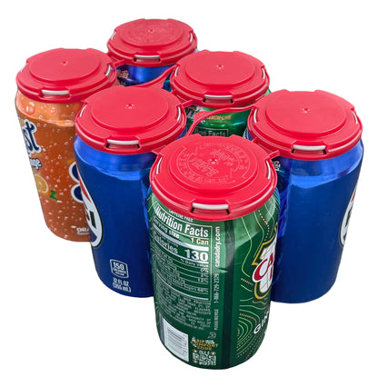 Bits N Things Snap Off Reusable Beer Can Holder/Carrier Pack | 100% Recycled Plastic | 12 oz. or 16 oz. Can | USA Made | Brewery Homebrewing Beverage Canner - Pack of 20 (Red Six Can)