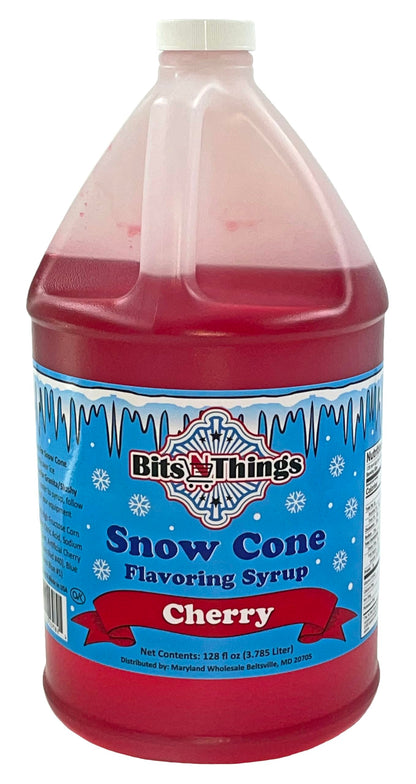 Bits N Things Cherry Snow Cone Syrup | Slushy & Granita | Kosher | Made In America | 1 Gallon