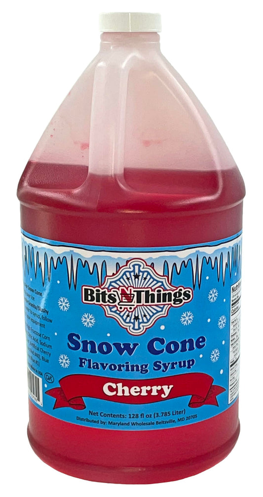 Bits N Things Cherry Snow Cone Syrup | Slushy & Granita | Kosher | Made In America | 1 Gallon