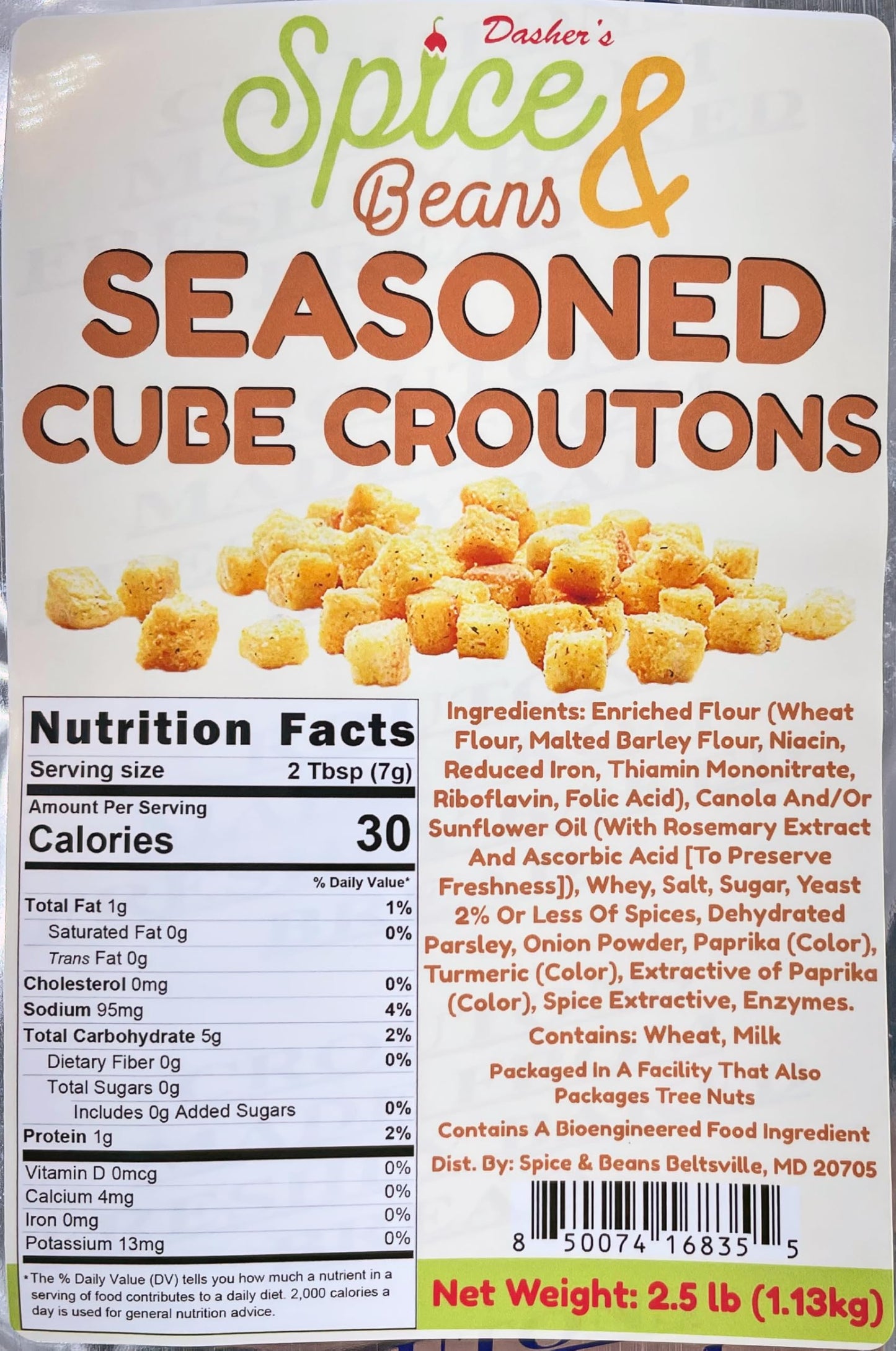 Cubed Seasoned Croutons By Dasher's Spice & Beans | Made in America | 2.5 lb