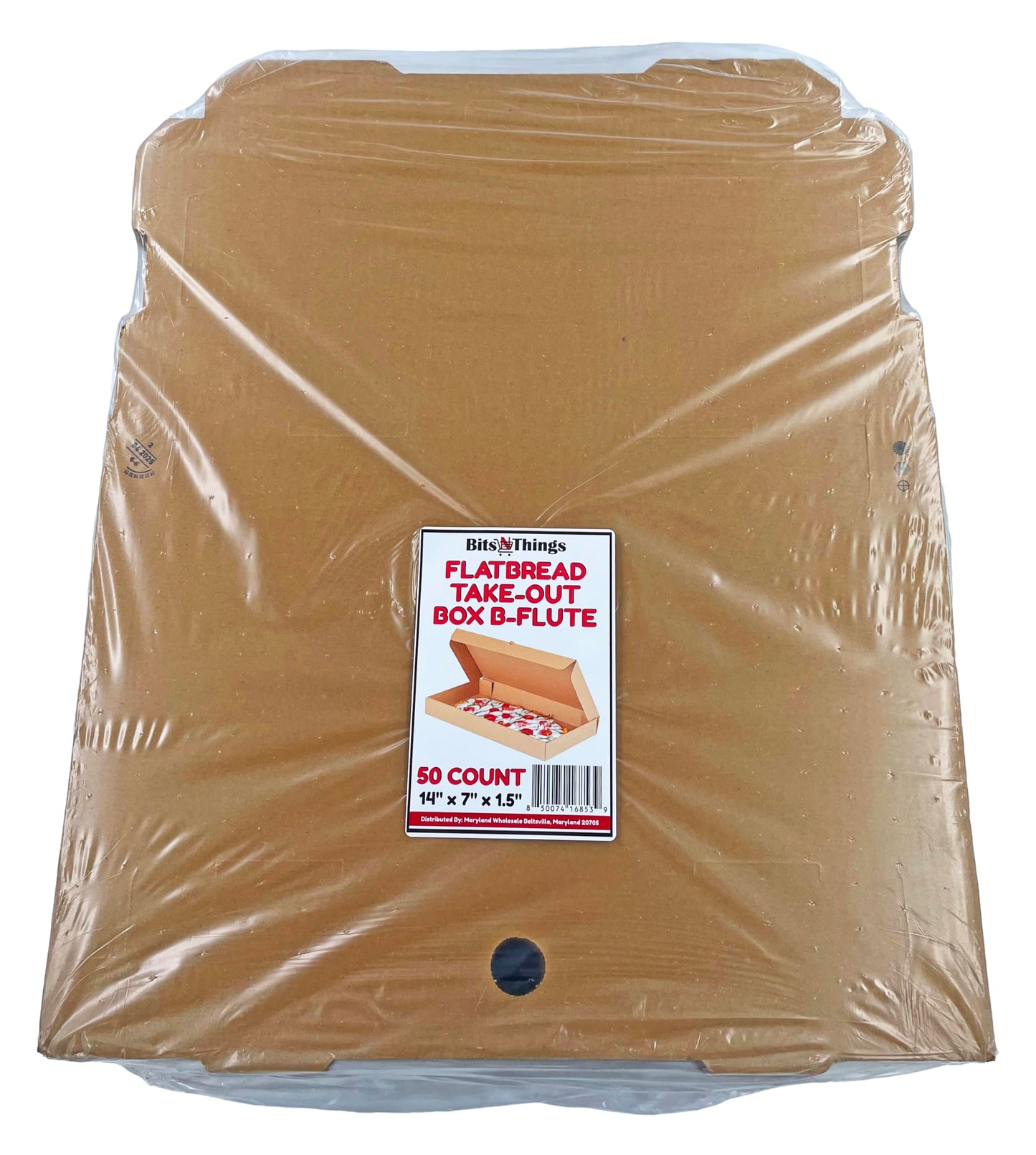 Bits N Things Flatbread Take-Out Container | B-Flute Box | 50 Count