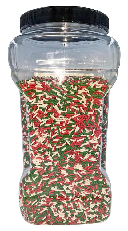 Bits N Things Red, White & Green Christmas Sprinkles | Holiday Blend | Topping & Decoration | 5 lb. Bulk Container