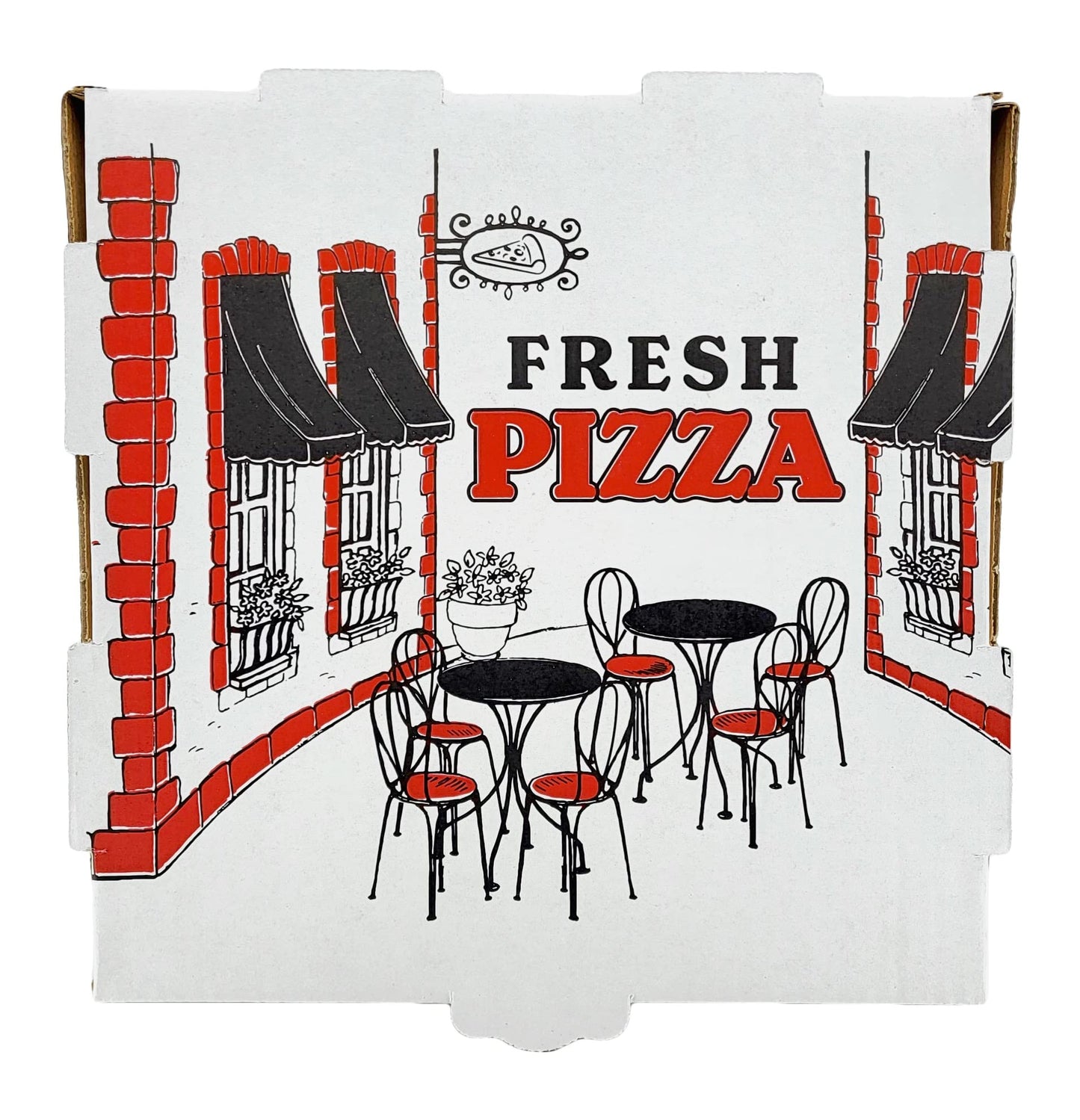 Bits N Things Corrugated B-Flute Pizza Box | 10 Count | (White w/Design, 7" x 7" x 2")