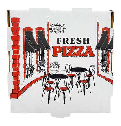 Bits N Things Corrugated B-Flute Pizza Box | 10 Count | (White w/Design, 7" x 7" x 2")