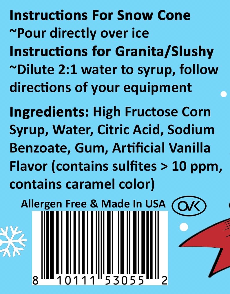 Bits N Things Snow Cone Flavoring Syrup 1 Gallon | (128 fl oz., Vanilla)