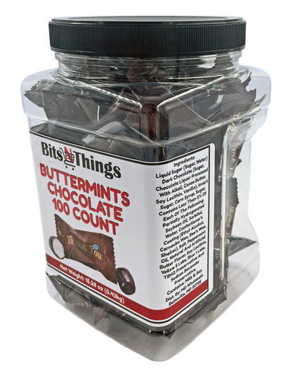 Bits N Things Thank You Buttermints, Individually Wrapped Soft Mint Candies - Pack of 100 (Chocolate Buttermint)