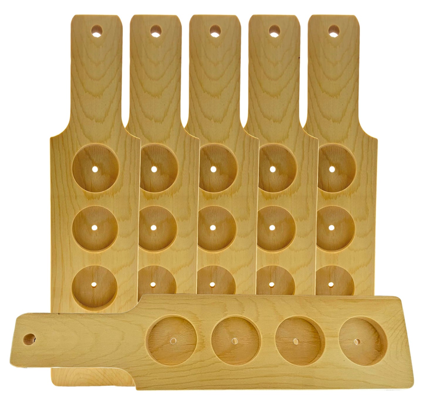 DASHER'S SPICE & BEANS Wood Flight Paddle | 4 Compartment | Wine or Beer Tasting |